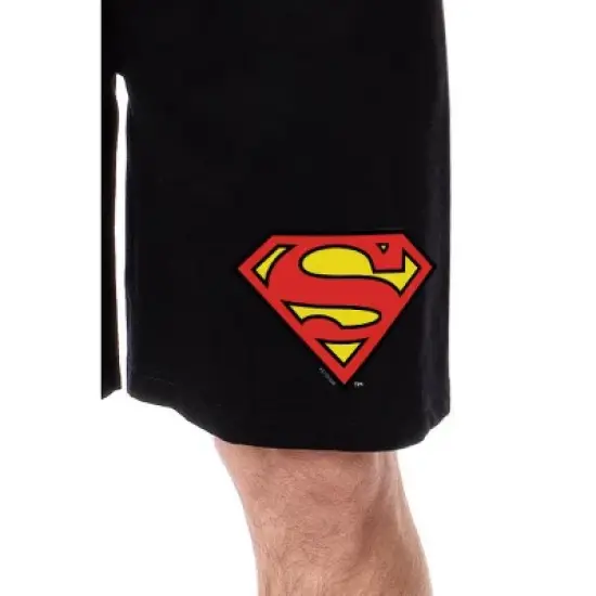 DC Comics Mens' Superman 'S' Logo Icon Character Sleep Pajama Shorts Black image {1}