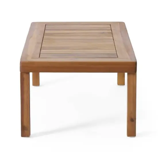 Christopher Knight 2pc Home Louver Outdoor Acacia Loveseat and Coffee Table Set with Cushions image {8}