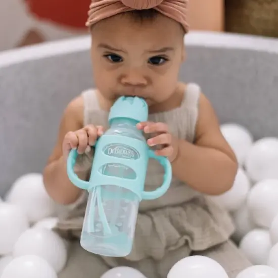 Dr. Brown's 8oz Milestones Narrow Sippy Straw Bottle with Silicone Handles - 6m+ - Green image {6}