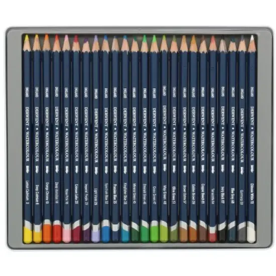 Derwent Watercolor Pencils with Tin, Assorted Colors, Set of 24 image {2}
