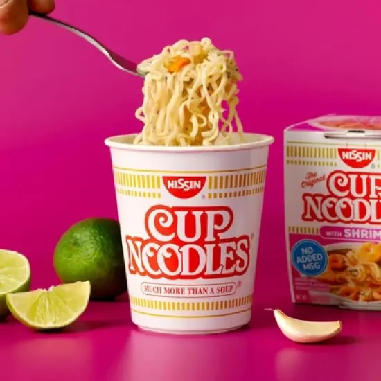 24 Pack Nissin Cup Noodles Ramen Noodle Soup, Shrimp Flavor 2.25 Ounce image {3}