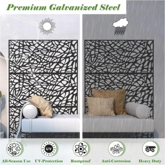 CLIHOME Outdoor Mesh Shape Metal Decorative Screens,Freestanding Outdoor Indoor Privacy Screen image {2}