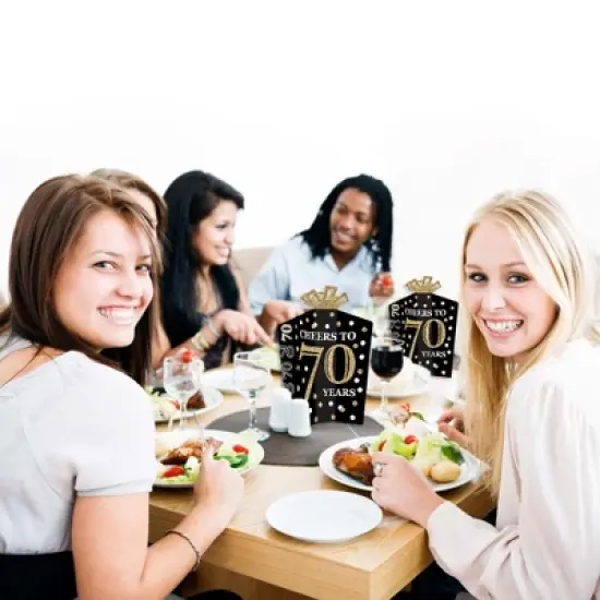 Big Dot of Happiness Adult 70th Birthday - Gold - Table Decorations - Birthday Party Fold and Flare Centerpieces - 10 Count image {4}