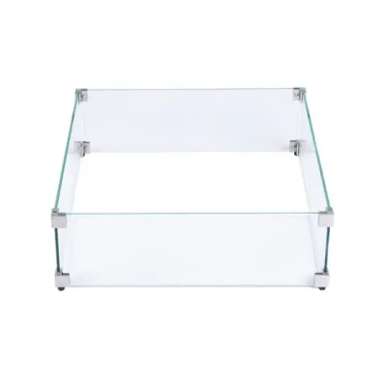 Elementi 23.6" Tempered Glass Wind Guard for Fire Pit Clear Glass Wind Screen image {8}