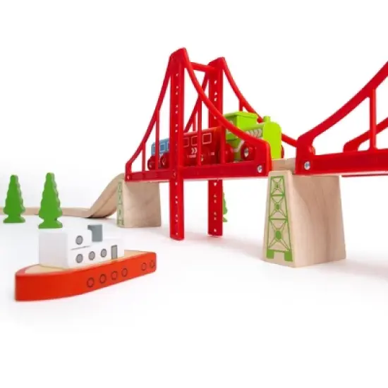Bigjigs Rail Double Suspension Bridge Wooden Railway Train Set Accessory image {6}