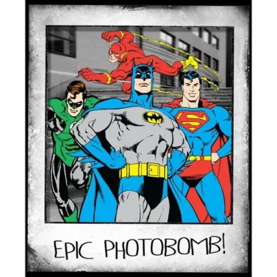 The Justice League "Epic Photobomb" Black Graphic Tee Toddler Boy to Youth Boy image {1}