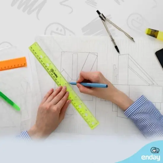 Enday 12" (30cm) Jewel Tones Color Ruler, 4 Pack image {5}