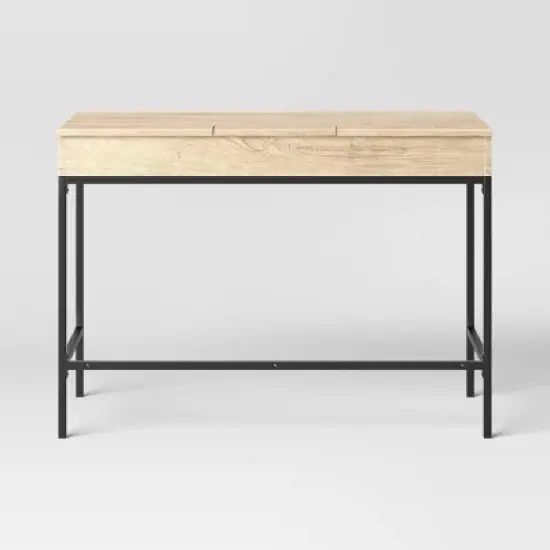 Loring Wood Writing Desk with Drawers and Charging Station - Threshold&trade; image {3}