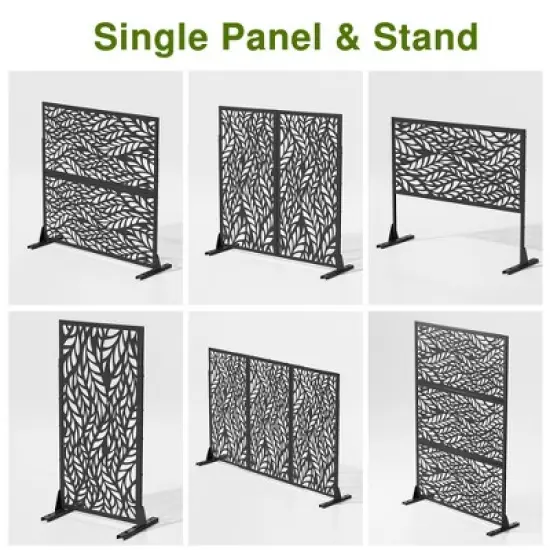 Dovelina Metal Outdoor Privacy Screen Freestanding Patio Decorative Screen (Set of 2) image {4}