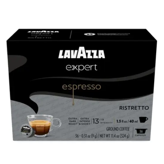 Lavazza Expert Espresso Ristretto Capsules, Extra Dark Roast, Arabica and Robusta Blend, Compatible with Lavazza Classy Machines (36 Capsules) image {8}
