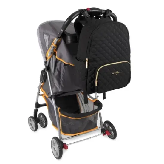 Jessica Simpson Quilted Backpack Diaper Bag with Fanny Pack - Black image {9}