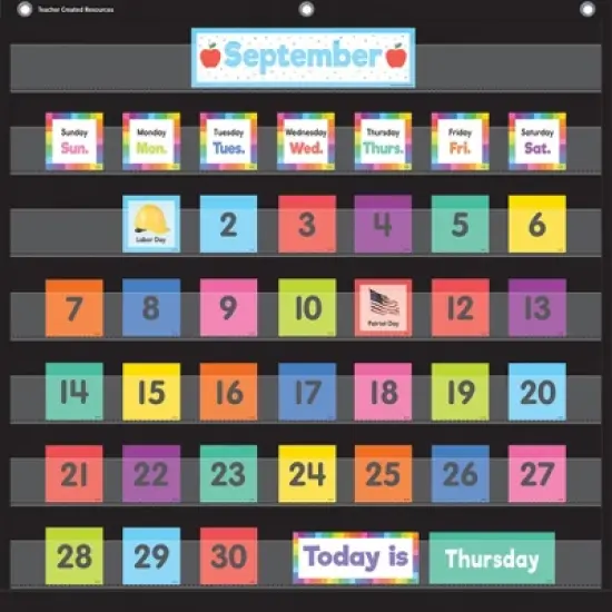 Teacher Created Resources&reg; Colorful Calendar Pocket Chart Cards, Pack of 104 image {1}