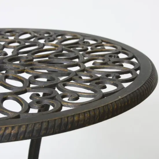 Thomas 3pc Cast Aluminum Patio Bistro Set - Dark Gold - Christopher Knight Home image {4}