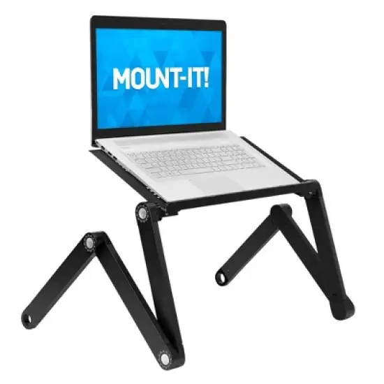 Mount-It! Adjustable Laptop Stand | Portable Standing Desk | Large Size Aluminum Bed Lap Tray Lightweight and Multi-Functional For Work, School & Home image {1}