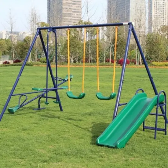 137.80&ldquo;Metal Swing Set w/ Slide image {9}