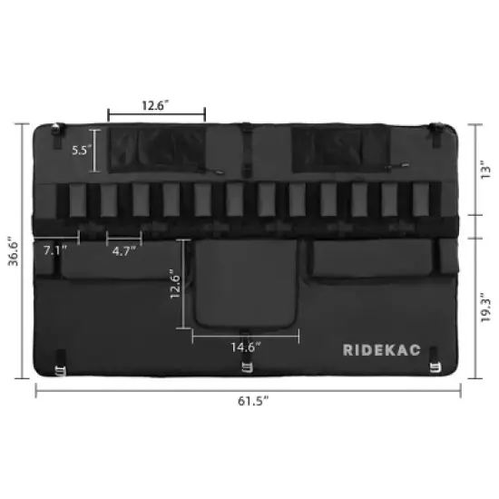 KAC Mid-Size and Compact Truck 54-Inch Tailgate Pad for 5 Mountain Road or Gravel Bikes with 2 Storage Pockets for Tools and Gears image {2}