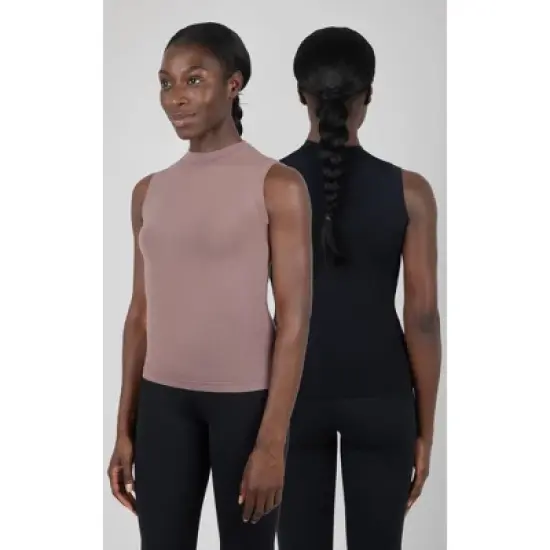 Yogalicious Womens 2 Pack Mock Neck Presley Fitted Tank Top image {5}