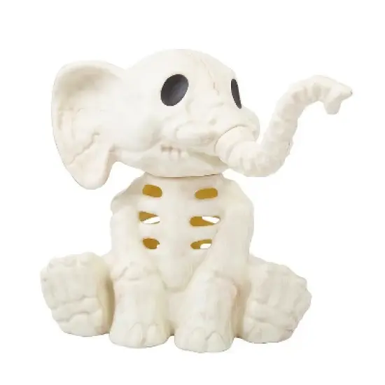 Morris Costumes 18 1/2" Sitting Elephant Skeleton Halloween Decoration - Off-White image {1}
