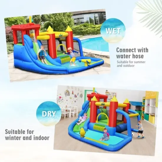 Costway Inflatable Bouncer Water Slide Bounce House Splash Pool without Blower image {5}