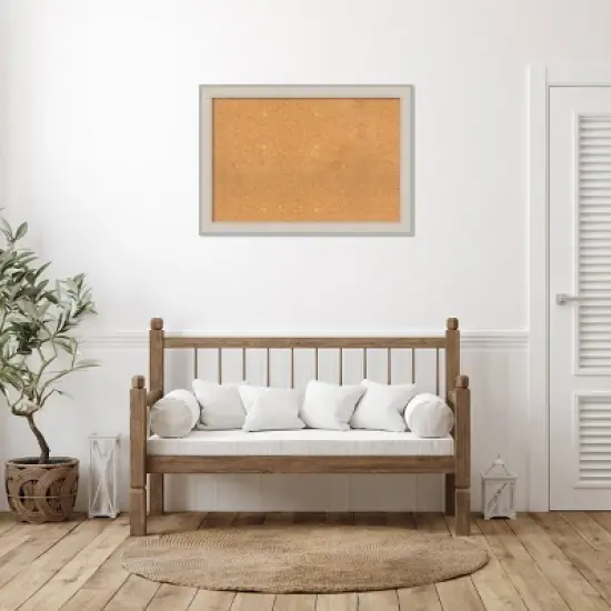 40"x28" Cottage Wood Frame Natural Cork Board White/Silver - Amanti Art image {5}