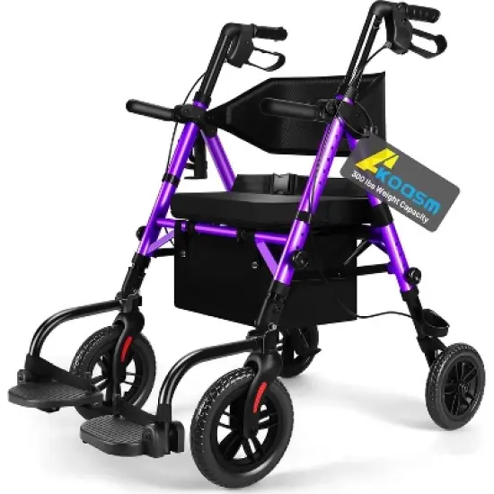 Lycvki Foldable 2 in 1 Rollator Walker with Brakes and Adjustable Seat, Handle image {11}
