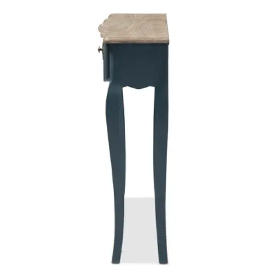 Mazarine Classic and Provincial Spruce Finished Console Table Blue - Baxton Studio image {3}