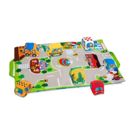 Melissa & Doug Take-Along Town Play Mat (19.25 x 14.25 inches) With 9 Soft Vehicles image {9}