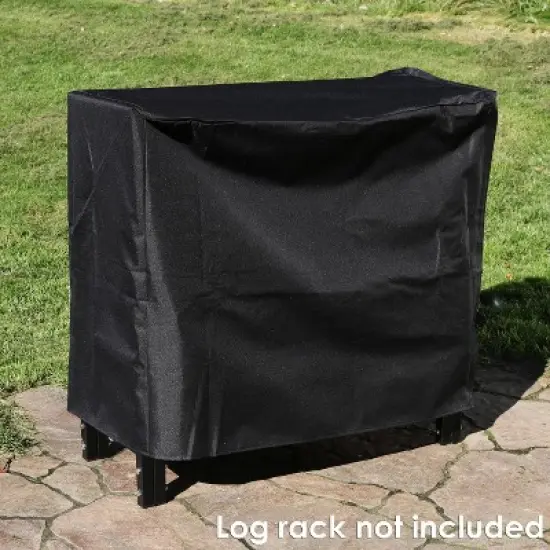Sunnydaze Outdoor Weather-Resistant Heavy-Duty Durable PVC Firewood Log Rack Holder Cover - Black image {4}