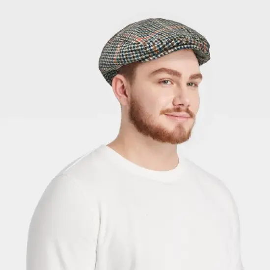 Men's Houndstooth Ivy Beret - Goodfellow & Co&trade; Red/Black/Blue image {1}