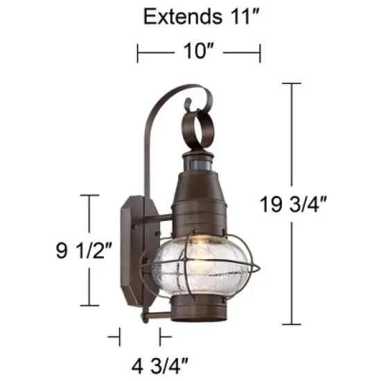 John Timberland Galt Rustic Outdoor Wall Light Fixture Oil Rubbed Bronze Motion Sensor Dusk to Dawn 19 3/4" Clear Seedy Glass for Post Exterior Barn image {8}
