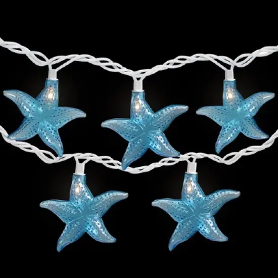 Northlight Starfish Indoor Outdoor Patio Light Set - 9' White Wire - 10ct image {2}