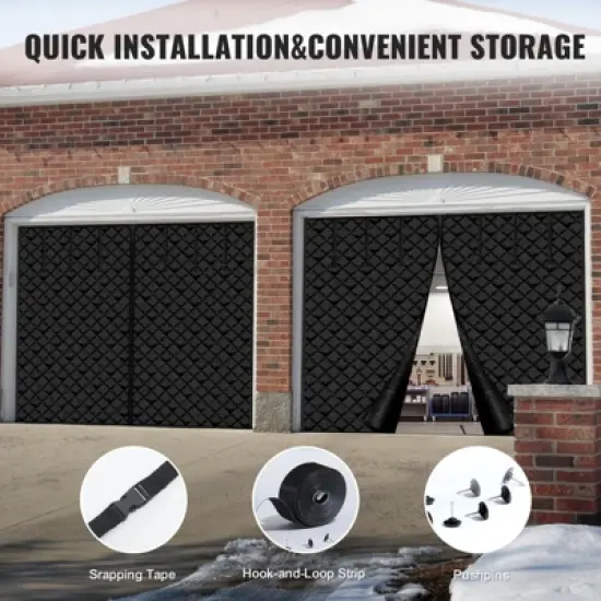 VEVOR Garage Door Screen for Winter, 9x7FT, Garage Door Insulation Kit, Magnetic Thermal Insulated Door Curtain with 300D Oxford Fabric, Black image {6}
