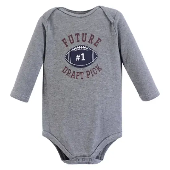 Hudson Baby Infant Boy Cotton Long-Sleeve Bodysuits, Football image {2}