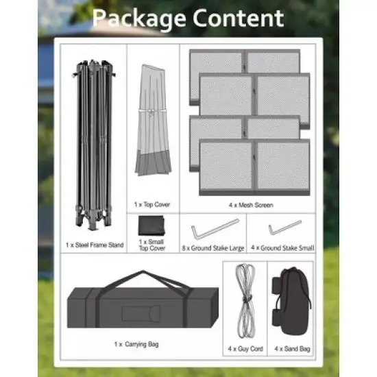 13x13 Ft Pop Up Canopy Tent with Mosquito Netting &  Carrying Bag, Instant Portable Shelter, Heavy Duty Foldable Gazebo for Outdoor Backyard image {4}