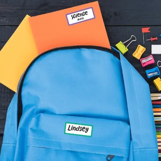 Avery No-Iron Fabric Name Labels, Rainbow Borders Preprinted Designs, Handwrite-Only, 24 Preprinted Labels (40706) image {1}