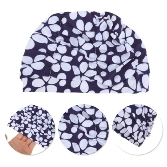 Unique Bargains Nylon Floral Pattern Swimming Cap 1 Pc image {2}