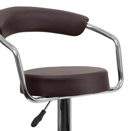 Emma and Oliver Contemporary Vinyl Adjustable Height Barstool with Arms image {5}