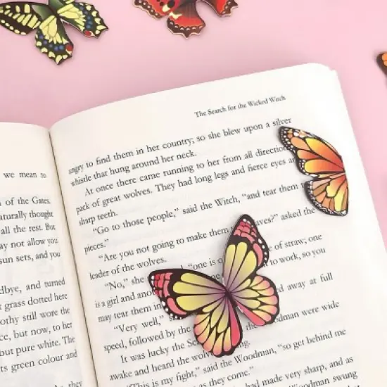 Wrapables Magnetic Butterfly Bookmarks, Page Marker, Foldable Butterfly Page Clips (Set of 30) image {4}