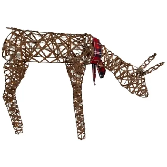 Northlight 35" LED Lighted Feeding Rattan Reindeer Outdoor Christmas Decoration image {3}