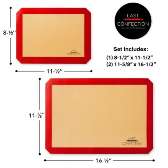 Last Confection Silicone Baking Mats, 2 Half Sheet and 1 Quarter Sheet - Set of 3 Non-Stick Professional Food Safe Tray Pan Liners image {2}