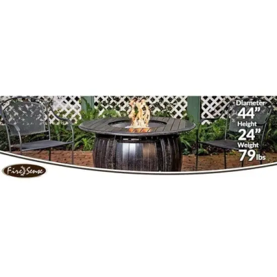 Fire Sense 44&rdquo; Grand Cooper Aluminum Gas Fire Pit 55,000 BTU Multi-Functional - Protective Cover and Clear Fire Glass - Round - Bronze Finish image {4}