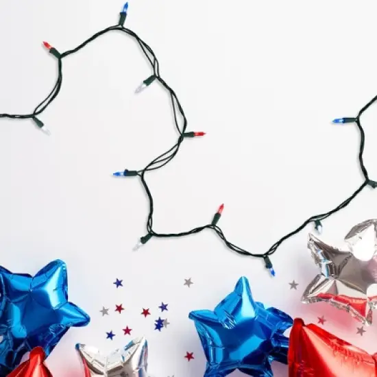 Northlight Patriotic LED Mini String Lights - Red, White and Blue - 15.5' Green Wire - 50ct image {1}