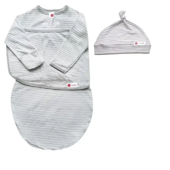 embe Newborn Long Sleeve Swaddle Sack and Top Knot Hat Set (0-3 months) image {2}