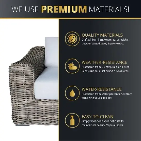 Kinger Home Hawaii 4-Piece Wicker Patio Furniture Set, Outdoor Conversation Patio Set with Deep Seating image {1}