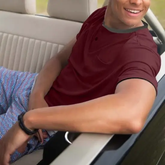 Men's Short Sleeve Henley T-Shirt with Contrast-Trim image {1}