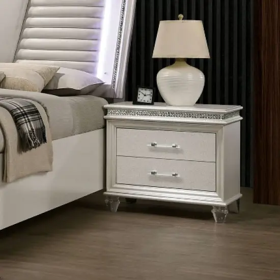 Granite 2 Drawer Nightstand Pearl White - HOMES: Inside + Out image {1}
