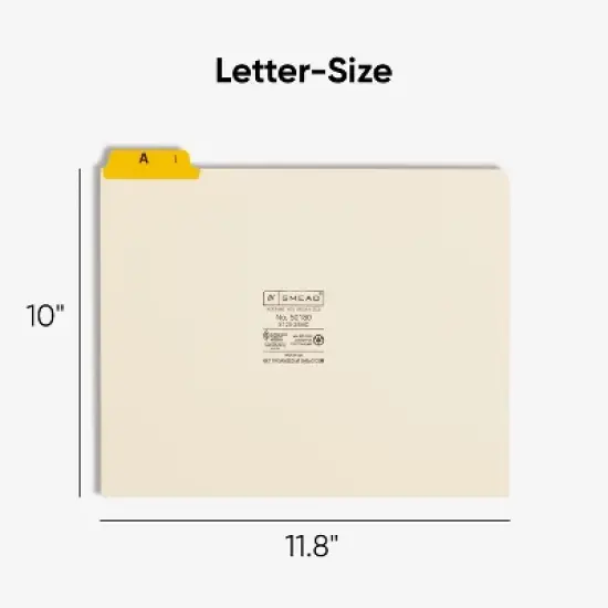 Smead Guides, Multi-Colored Fused Poly 1/5-Cut Tab (A-Z), Letter Size, Manila, 25 per Set (50180) image {1}