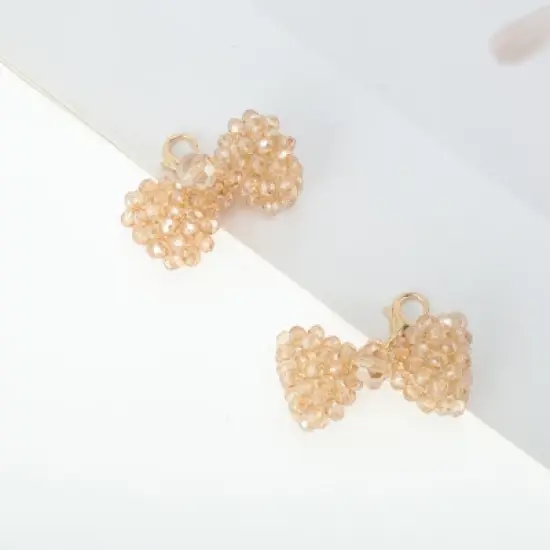 Unique Bargains Beaded Bow Shoelace Charms Gold Tone 1 Pair image {4}