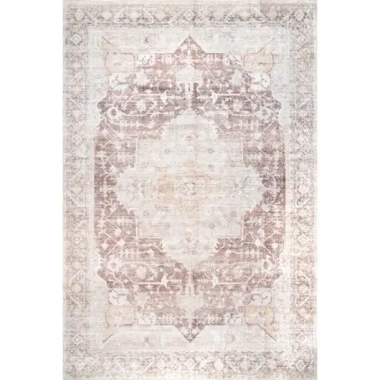 nuLOOM Rosa Machine Washable Distressed Vintage Medallion Area Rug image {13}