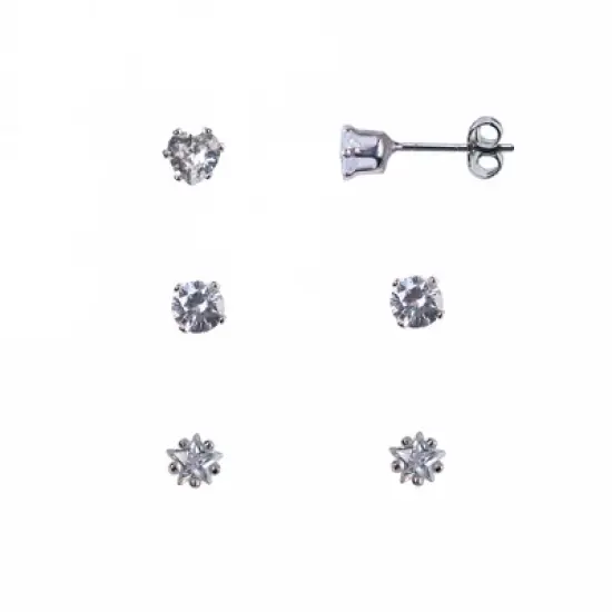 FAO Schwarz CZ Stone Trio Earring Set image {1}